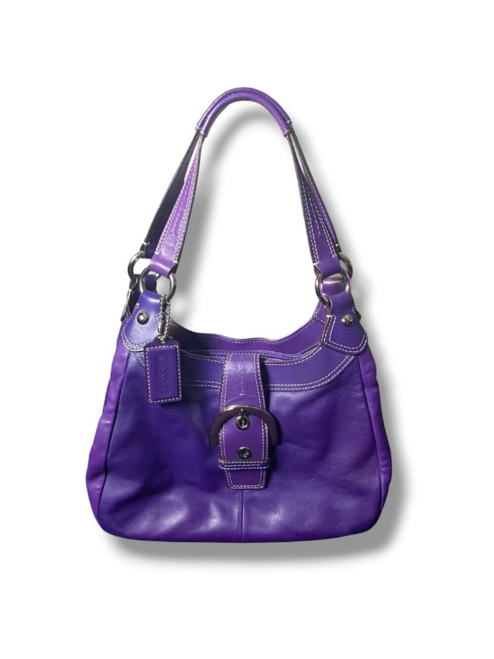 Coach Soho Purple Leather Shoulder Bag with Matching … - Gem